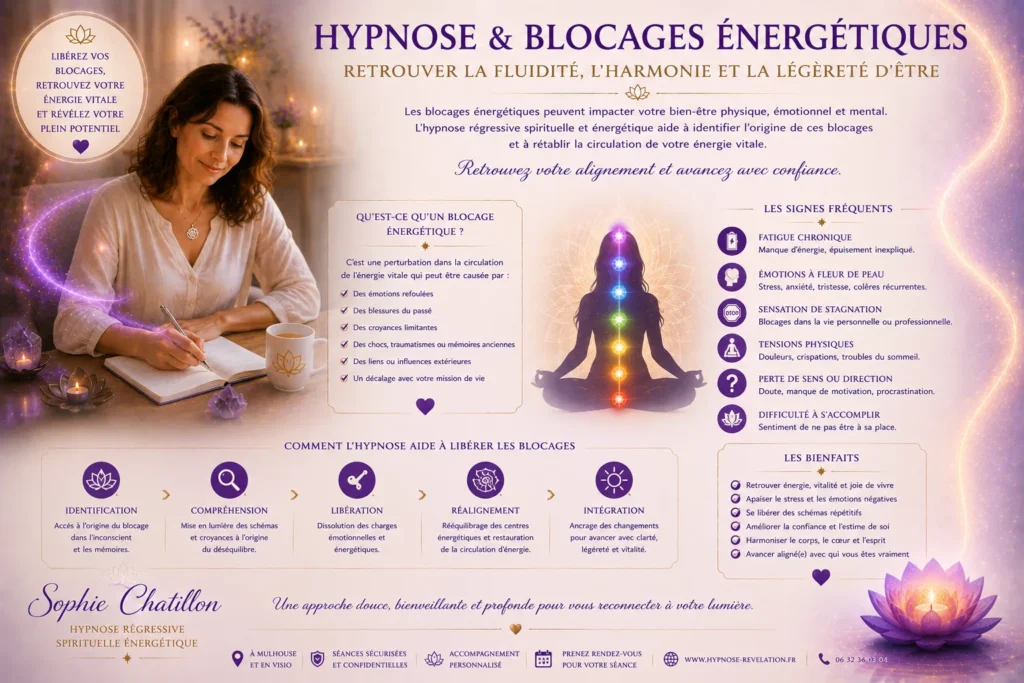 Hypnose et blocages énergétiques à Mulhouse | Libération émotionnelle - Sophie Chatillon 1 Sophie_Chatillon_Hypnose_Hypnotherapie_blocages_energetiques_energie_liberation_Riedisheim_Mulhouse_Alsace
