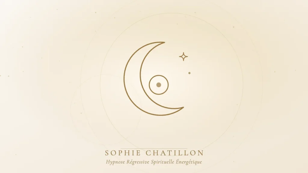 hypnose enfants adolescents illustration sophie chatillon Croissant de lune doré protégeant une petite lumière, illustration de l’article « Hypnose pour enfants et adolescents : ce qu'il faut savoir » – Sophie Chatillon