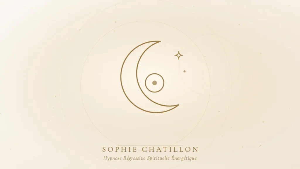hypnose grossesse accouchement preparation illustration sophie chatillon Croissant de lune doré protégeant une petite lumière, illustration de l’article « Hypnose et grossesse : un temps pour vous, en complément du suivi médical » – Sophie Chatillon