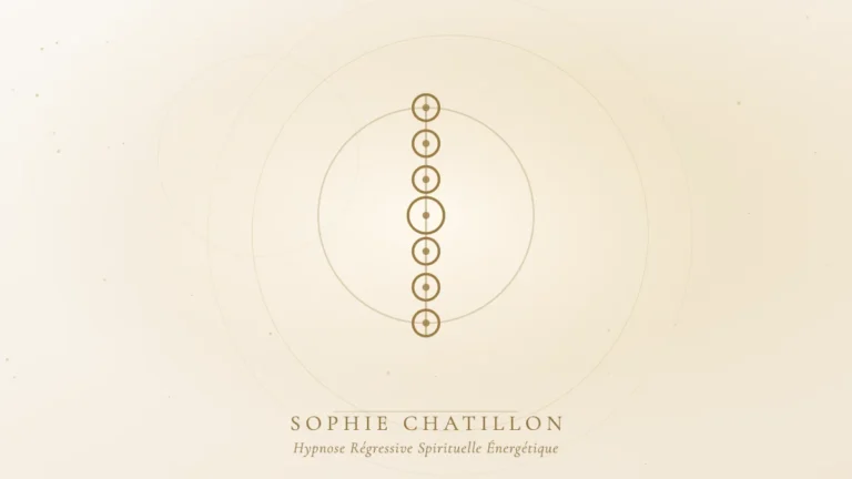 memoire cellulaire corps hypnose illustration sophie chatillon Sept cercles dorés alignés, illustration de l’article « La mémoire cellulaire : comment le corps stocke nos blessures » – Sophie Chatillon