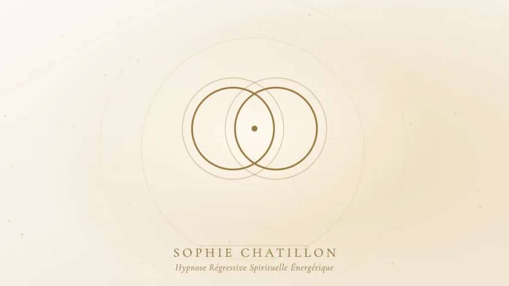 syndrome jumeau perdu hypnose illustration sophie chatillon Deux anneaux dorés entrelacés, illustration de l’article « Le syndrome du jumeau perdu en hypnose » – Sophie Chatillon
